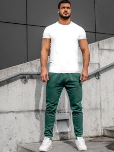 Spodnie męskie joggery dresowe zielone Denley CK01