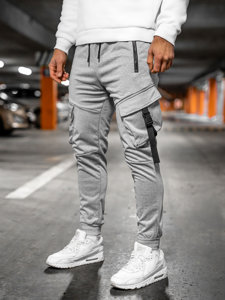 Szare bojówki spodnie męskie joggery dresowe Denley HS7045
