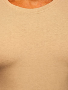 T-shirt męski bez nadruku beżowy Denley 2005-91