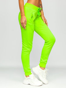 Zielony-neon spodnie dresowe damskie Denley CK-01